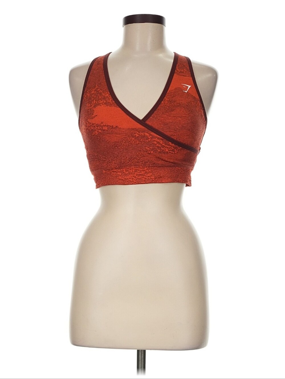 Gymshark Rust Red Wrap-Style Sports Bra with Dark Trim M